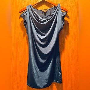 bebe Navy Blue Draped Blouse